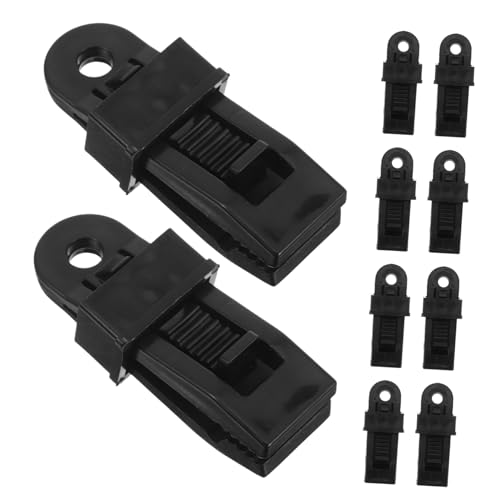 NUOBESTY 12 Stück Zeltclip für den Außenbereich sperren Verstellbarer, robuster Feststellgriff Abdeckung Pflicht Camping zubehör Outdoor zubehör Markisenclips kleine Planenklammern pp Black von NUOBESTY