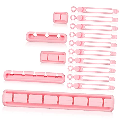 NUOBESTY 15 Stück Teiliges Kabel Organizer Set aus Selbstklebenden Silikon Kabelbindern und Kabelhaltern Wiederverwendbar Platzsparend für Ladekabel USB Audio und Stromkabel für Büro und von NUOBESTY