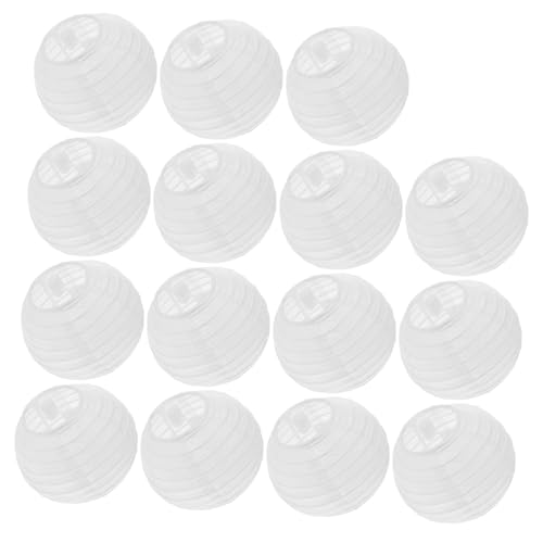 NUOBESTY 15 Stück Teiliges Runde Weiße Papierlaternen DIY Bastelset für Bemalen Leichte Dekoration für Hochzeit Party Fest Wiederverwendbar Handgemachte Lampions für Innen und Außen von NUOBESTY