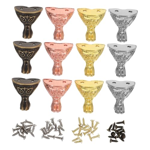 NUOBESTY 16 Stück Teiliges Vintage Möbel Füße Metallfüße Kommode Beine Retro Schmuckbox Eckenschutz Robuste Kratzfeste Schrankfüße für Kleine Truhen und Aufbewahrungsboxen von NUOBESTY