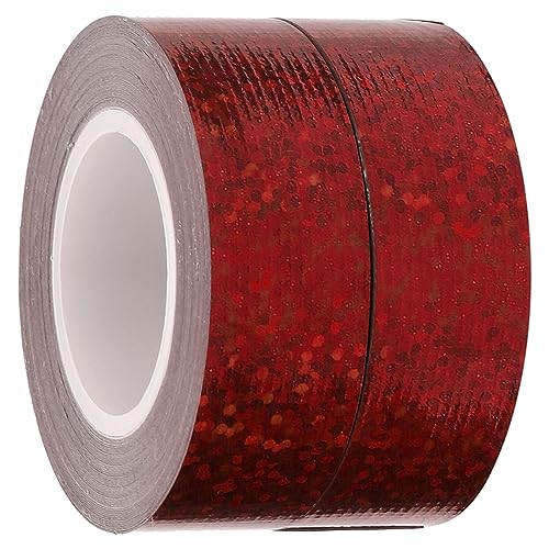 NUOBESTY 2 Holografisches Klebeband Funkelnde Glitzerbänder Glitzereffekt Washi-Tape Dekoratives Selbstklebendes Abdeckband Für Heimwerker Heimwerker Rot von NUOBESTY