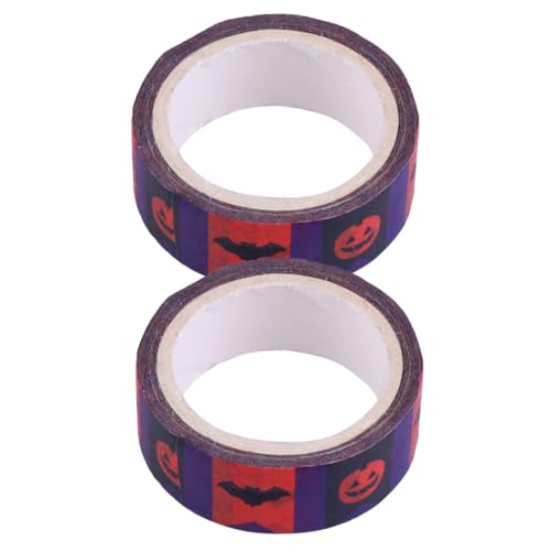 NUOBESTY 2 Rollen Halloween Papier Klebeband Pumpkin Design DIY Festival Dekor Handwerksband Selbstklebend Leicht Abreißbar ohne Farbverlust für Geschenkverpackung und Bastelprojekte von NUOBESTY