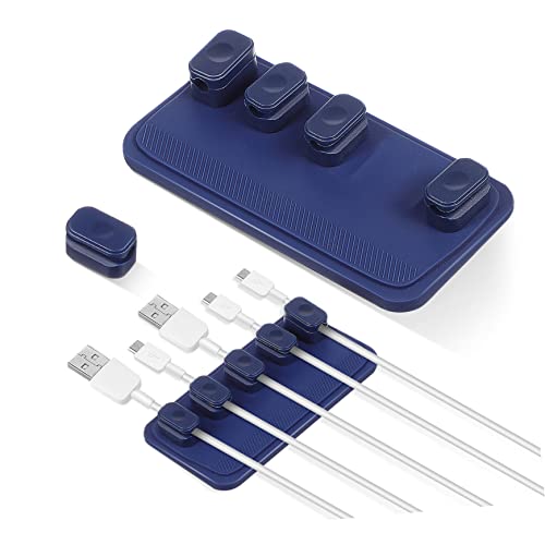 NUOBESTY 2 Sätze Magnetische Kabelhalter von Flexiblen Kabelorganisatoren zur Einfachen Befestigung und Aufbewahrung von Ladekabeln für Schreibtisch und Wand Selbstklebend und Abnehmbar von NUOBESTY