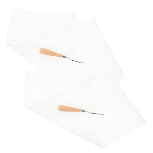 NUOBESTY 2 Sätze gehäkelte Tasche Maschenmarkierer häkeln Sticken und nähen stickpapier Gobelin selber Machen Floor mat fußbodenmatte Gobelin DIY Mesh Teppich Hakenmasche Plastik von NUOBESTY