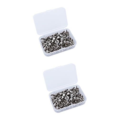 NUOBESTY 2 Sets Bastelbedarf Silberne Metall-papierverschlüsse Brads Verschluss Büro Brads Mit Tragbarer Aufbewahrungsbox 200 Stück * 2 von NUOBESTY