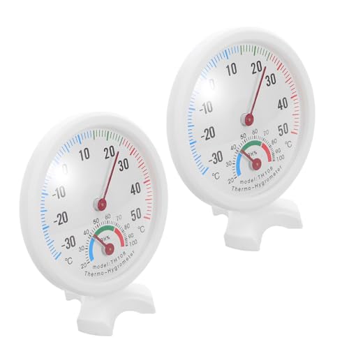 NUOBESTY 2 Stück Analoger Hygrothermograph Mini Temperatur Feuchtigkeitsmesser für Kühlschrank und Luftbefeuchter Präzises Rundthermometer mit Klarer Anzeige Geeignet für Innen von NUOBESTY