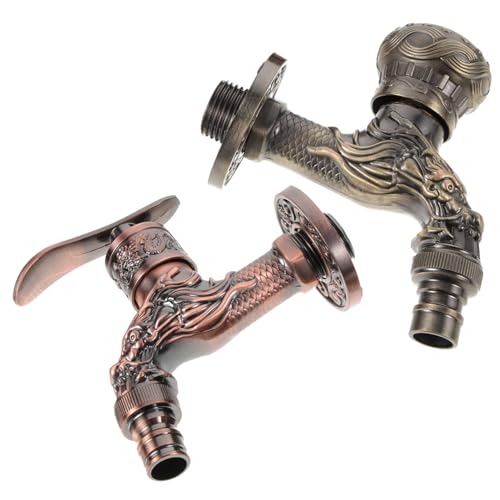 NUOBESTY 2 Stück Antiker Wasserhahn für Waschmaschine und Badezimmer Kaltwassergeeignet Bronze und Kupfer Langlebige Armatur für Waschbecken und Bewässerung von NUOBESTY