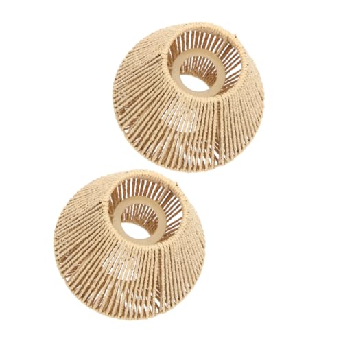 NUOBESTY 2 Stück Boho Vintage Lampenschirme Klein Geflochtene Hängelampen Abdeckung aus Faux Rattan Papierseil Handgefertigt für Restaurant Tee und Hotpot Räume Dekorative Pendelleuchten von NUOBESTY
