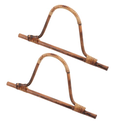 NUOBESTY 2 Stück D-förmige Holzgriffe für Handtaschen Natürliche Rattan-holzgriffe für DIY Strandtaschen Ersatz-Bag Handles Komfortabel Langlebig Vielseitig für Korb Häkelprojekte von NUOBESTY
