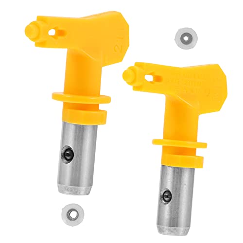 NUOBESTY 2 Stück Düsenpistolenkopf Sprühdüse Für Farbe Airbrush Airless Sprühdüsen Airless Sprühdüsen Airless Farbspritzgeräte Airless Sprühgerätespitzen Gelber Kunststoff von NUOBESTY