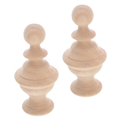 NUOBESTY 2 Stück Geschnitzte Pfostenkappen für Bettpfosten Treppengeländer Dekorative Baluster Topper Massivem NUOBESTY 2 Stück Geschnitzte Pfostenkappen für Bettpfosten Treppengeländer Dekorative Baluster Topper Massivem von NUOBESTY