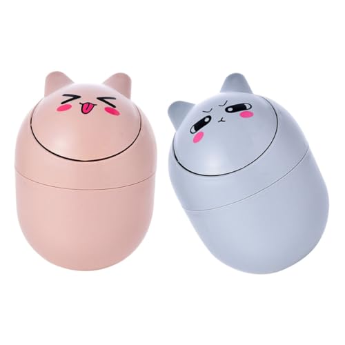 NUOBESTY 2 Stück Mini Mülleimer im Cartoon Stil Tischmülleimer für Zuhause und Büro Praktischer Abfallbehälter Rot für Schreibtisch und Schlafzimmer von NUOBESTY