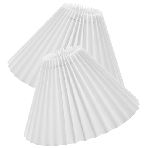 NUOBESTY 2 Stück Plissee Stoff Lampenschirme für Tischlampen Weiche Lichtstreuung Langlebige Lampenabdeckung Elegantes Design Geeignet für Wohnzimmer Schlafzimmer Büro und Hotelbereiche von NUOBESTY