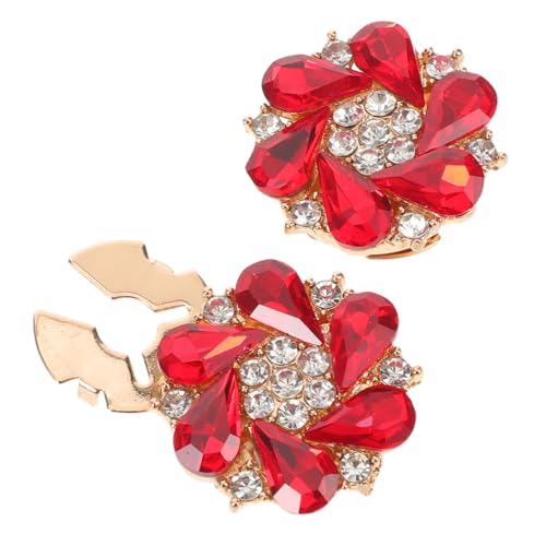 NUOBESTY 2 Stück Strass Knopfüberzüge Damen Abnehmbare Knopfdekorationen für Blusen Jacken Funkelnde Manschettenknopf-zubehör Modische Metall Knopfverkleidung Rot von NUOBESTY