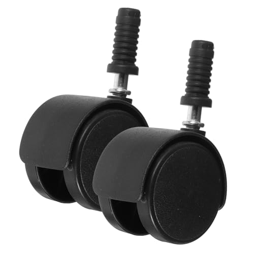 NUOBESTY 2 Stück Teiliges Bürostuhlrollen Kunststoff mit Stift Leise Robust Kompatibel für Teppich Laminat Einfach zu Montieren Schwarzes Doppelrad design ohne Bremse von NUOBESTY