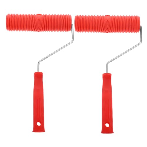 NUOBESTY 2 Stück Texturroller mit Kunststoffgriff Roter Silikon-druckroller für senkrechte Muster Langlebiges Holzmaserung-prägewalzen-tool für Wand Möbeldekoration DIY Wandgestaltung von NUOBESTY