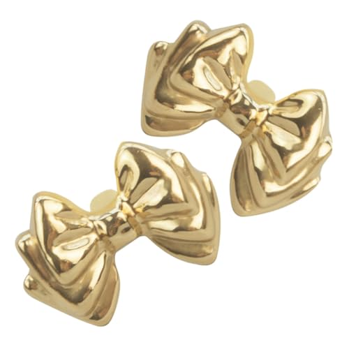 NUOBESTY 2 Stück Vintage Messing Bow Form Schrankknöpfe Goldfarbene Schubladengriffe aus Massivem Messing Stilvolle Schleifenform für Kleiderschränke und Möbel Dekorative Griffe für von NUOBESTY