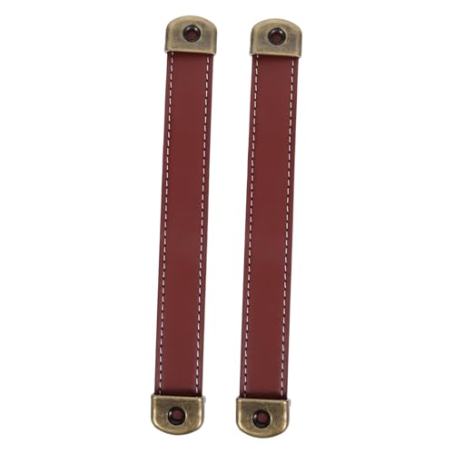 NUOBESTY 2 Stück Vintage PU Griffe für Möbel Schrank Kommode Koffer Retro Schubladengriffe Braun Multifunktionale Tür und Schubladenzüge Robust und Elegant von NUOBESTY