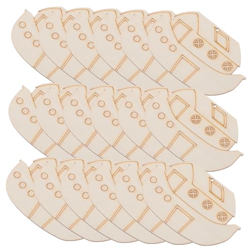 NUOBESTY 20 Stück Teiliges Naturbelassene Polierte Holz-boot-ausschnitte Seil Blanko Segelboot-form zum Bemalen Beschriften und Dekorieren DIY Nautische Hängedekoration für Bastelprojekte von NUOBESTY