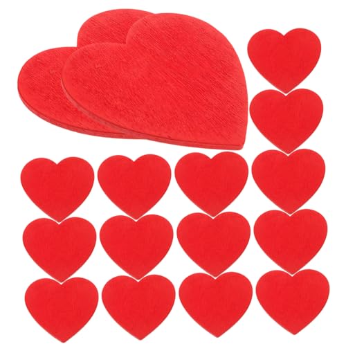 NUOBESTY 20 Stück Teiliges Rote Holzscheiben in Herzform Glatte Oberfläche Leichte Holzstücke für DIY Bastelprojekte Hochzeit Dekoration Kreative Handwerksmaterialien von NUOBESTY