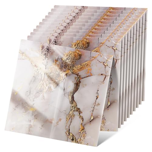 NUOBESTY 20 Stück Teiliges Selbstklebende Wasserdichte Fliesenaufkleber mit Elegantem Marmor design Dekorative Wandpaneele für Küche und Bad Robuste Feuchtigkeitsbeständige Wandverkleidung von NUOBESTY