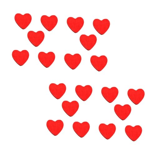 NUOBESTY 200 Stück Holz Herzform Selbstklebende Aufkleber DIY Handgemachte Dekoration für Feste und Bastelprojekte von NUOBESTY