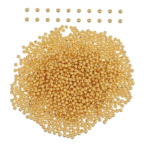 NUOBESTY 2000 Stück Vergoldete Armbandperlen Runde Halskettenperle Abstandshalterperlen Für Schmuckherstellung Lose Spacer-schmuckperlen Perlen Zur Schmuckherstellung Golden Plastik von NUOBESTY