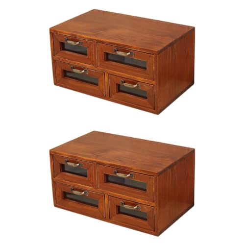 NUOBESTY 2St Schubladenschrank Apothekerschubladen-Desktop kleine Kommode weiß Büro Storage Boxes aufbwahrungs-Box Schreibtisch-Organizer Schubladenorganisator aus Holz hölzern Light Brown von NUOBESTY