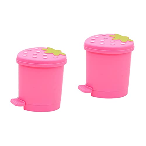 NUOBESTY 2st Desktop-mülleimer Mini-erdbeer-mülleimer Mini Müll Pinkes Müllauto Mini-mülleimer Mit Deckel Erdbeer-mülleimer Für Den Schreibtisch Tisch-mülleimer Kawaii Kind Pp Wagen Obst von NUOBESTY