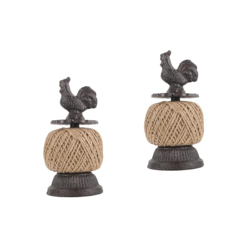 NUOBESTY 2st Lebensmittelgeschäft Eisen Kunst Handwerk DIY Werkzeuge Hanfseil Schere Zubehör Gusseisen Hahn Spule Desktop-hahn- Desktop-seilspule Schleife Kleine Spule Mit Seil Statue von NUOBESTY