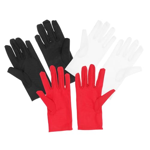 NUOBESTY 3 Paare Elastische Schmuckhandschuhe Rot Spandex Inspektionshandschuhe für Etikette und Präzisionsarbeit Flexibel und Komfortabel für Handwerk und Service von NUOBESTY