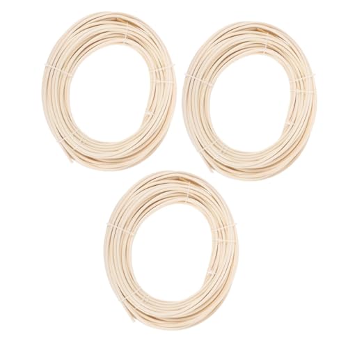 NUOBESTY 3rollen Rohrgeflechtzubehör Korb-rundrohr Natürliches Rattan-gewebematerial Flechtmaterial Für Stuhlreparaturen Korbflechten Und DIY-handarbeitsprojekte von NUOBESTY