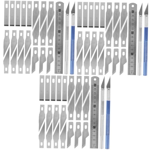 NUOBESTY 3 Sätze ausstechplatte Cutter messser Bastelwerkzeug Set bastel Messer Handwerksmesser Set Klingen Handwerksmatte Scrapbooking -Tools Cuttermesser Papierschneider Rostfreier Stahl von NUOBESTY