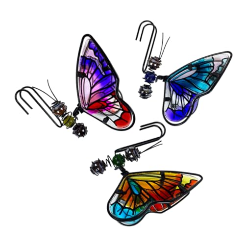 NUOBESTY 3Er Set Schmetterlingsdekorationen Aus Eisen Und Glas – HäNgende BlumentopfaufhäNger FüR PflanzgefäßE Und AußEndekoration Einzigartige Wanddeko FüR Garten Und Wohnzimmer von NUOBESTY