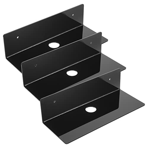 NUOBESTY 3 Stück Acryl Wandregal Selbstklebendes Schweberegal für Badezimmer und Büro Platzsparend Stark Tragend Design Schwarz von NUOBESTY