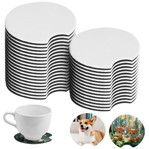 NUOBESTY 36 Stück Neopren Untersetzer für Auto Leere Sublimation Coaster für Getränkehalter Vielseitig Einsetzbar zu Reinigen Passform für DIY Projekte von NUOBESTY