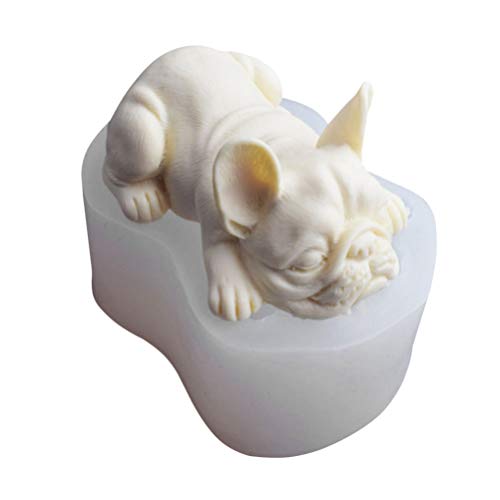 NUOBESTY 3D Französische Bulldogge Silikonform Fondantkuchen Backform Praline Lotion Riegel Polymer Clay Machen Weiß von NUOBESTY