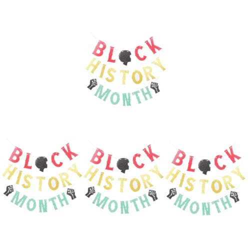NUOBESTY 4 Sätze Monatsbanner Set Afrikanisches Pull Flaggen Banner für Partys Dekoration für History Month Langlebig und Farbenfroh für und Außenbereiche von NUOBESTY