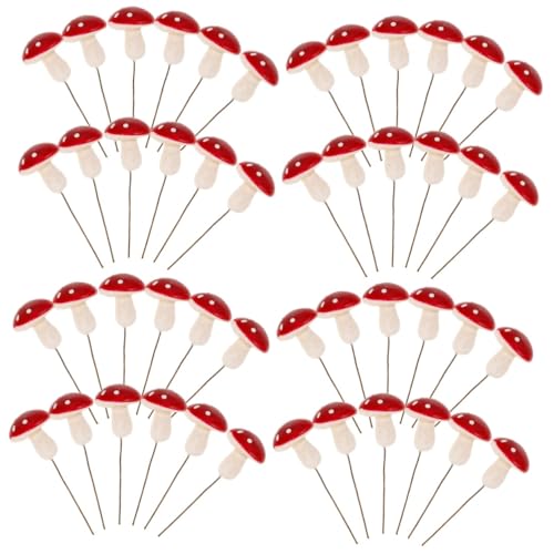 NUOBESTY 4 Sätze Simulationsschaumpilz Gefälschtes Aquarium Verzinnt Zwerge Vasen Rote Farbe Pilzpfahl Pilzhandwerk DIY-verzierung Pilzförmiger Gartenstecker DIY-Handwerk 12 Stück * 4 von NUOBESTY