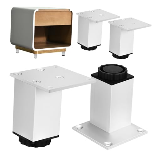 NUOBESTY 4 Stück Aluminiumquadratfuß Tisch Verstellbare Möbelbeine Verstellbarer Fuß verstellbare Füße mit Teppich ausgelegt klein Möbelbeinverkäufer Stützbeine für Möbel Aluminiumlegierung von NUOBESTY