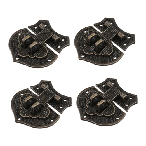 NUOBESTY 4 Stück Antike Holzbox Schnallenverschluss Retro Schmuckbox Schloss Bronze Robuste und Langlebige für Kisten und Möbelzubehör von NUOBESTY
