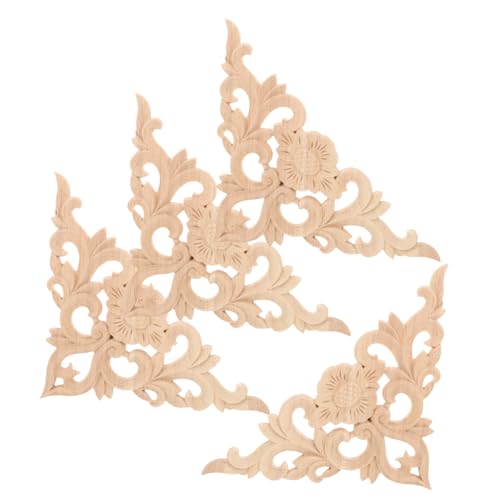 NUOBESTY 4 Stück Ornamente Möbel Applikationen Barocke Rosen Eckornamente Schnitzerei Möbeldekoration Vintage Onlay Applique Molding für Schrank Tür Fenster von NUOBESTY