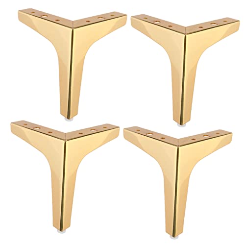 NUOBESTY 4 Stück Sofabeine Möbel Sofa Bett Möbelfüße Schrankfüße Beinausgleicher Hohe Möbelbeine Runde Möbelbeine Couch Modern Fuß Klein Ersatz Möbel Schwer Unterstützung Eisen Golden von NUOBESTY
