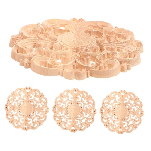 NUOBESTY 4 Stück Teiliges Holzrundornamente Möbel Applique Holzschnitzerei Eckverzierung DIY Dekor für Schrank Kommode Wohnzimmer Schlafzimmer von NUOBESTY