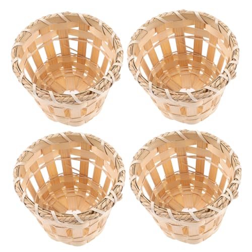 NUOBESTY 4 Stück Teiliges Lampenschirm Handgewebt Kleine Runde Lampenschirme für Innen Staubgeschützte Deckenleuchte Abdeckung Natürlicher Rattan lampenschirm für Wohnzimmer Schlafzimmer von NUOBESTY