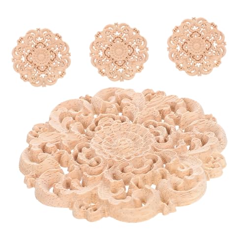 NUOBESTY 4 Stück Teiliges Runde Holzapplikationen Handgeschnitzt mit Blumenmuster Naturbelassene Holzornamente für Möbeldekoration Geeignet für Schränke Wände Kommoden Langlebige NUOBESTY 4 Stück Teiliges Runde Holzapplikationen Handgeschnitzt mit Blumenmuster Naturbelassene Holzornamente für Möbeldekoration Geeignet für Schränke Wände Kommoden Langlebige von NUOBESTY