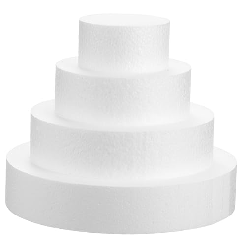NUOBESTY 4 Stück Teiliges Schaumstoff Kuchenmodell Rund Flexibel und Leicht als Bakery Cake Prop und Cake Painting Tool für Dekoration Party Schaufenster und DIY Backpraxis Geeignet von NUOBESTY