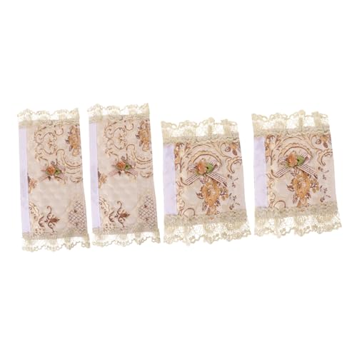 NUOBESTY 4 Stück Teiliges Set Griffabdeckungen aus Spitze für Kühlschrank und Mikrowelle Dekorative und Rutschfeste Handschuhe für Küchengeräte Braun von NUOBESTY