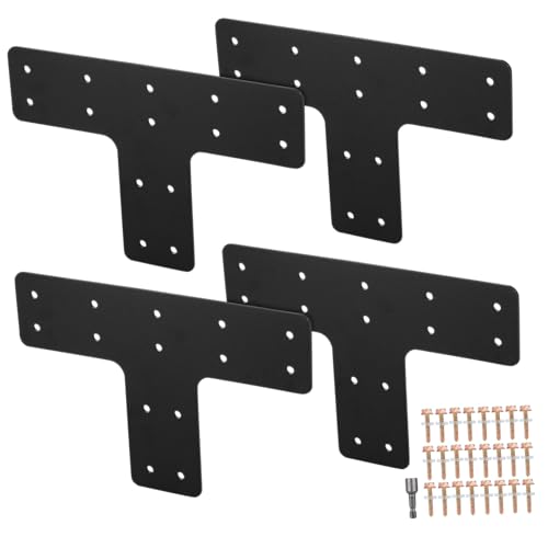 NUOBESTY 4 Stück Teiliges T träger flachstahlhalterungs Carbonstahl Robuste Pfostenreparaturplatten mit Schrauben Einfache Montage Stabile Verbindung für Fachwerkrahmen Schwarz NUOBESTY 4 Stück Teiliges T träger flachstahlhalterungs Carbonstahl Robuste Pfostenreparaturplatten mit Schrauben Einfache Montage Stabile Verbindung für Fachwerkrahmen Schwarz von NUOBESTY
