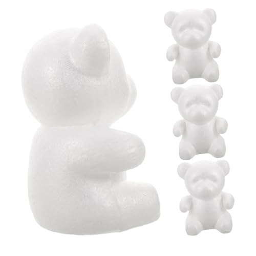 NUOBESTY 4 Stück Teiliges Weiße Schaumstoff Bären zum Bemalen DIY Kleine Bärenfigur für Kreative Handwerksprojekte Einzigartige Blumenarrangements Dekoratives Heimaccessoire Leicht und von NUOBESTY
